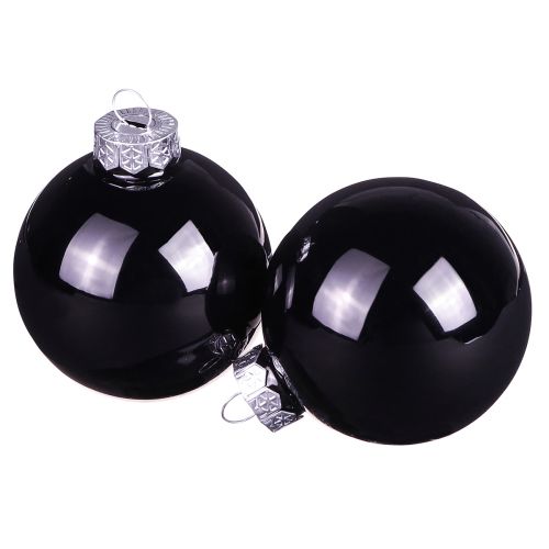 Schwarze Weihnachtskugeln Glas Baumkugeln Ø6cm 24 St