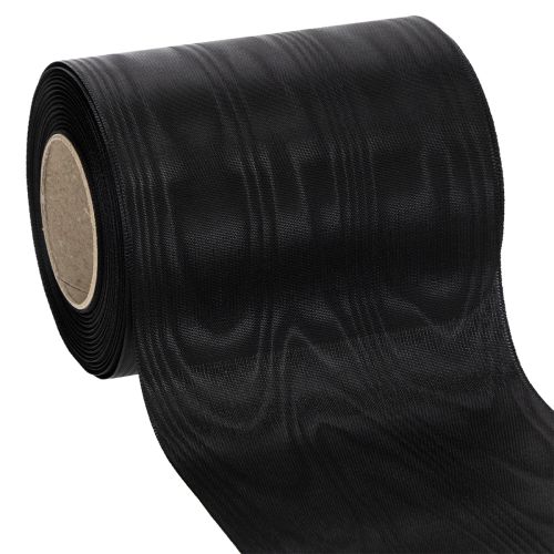 Floristik24 Schwarzes Kranzband 125mm 25m - Elegantes Trauerband für Floristik und Dekoration, Schleifenband aus Acetat