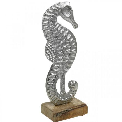 Floristik24 Seepferdchen zum Stellen, Meerdeko aus Metall, maritime Skulptur Silbern, Naturfarben H22cm