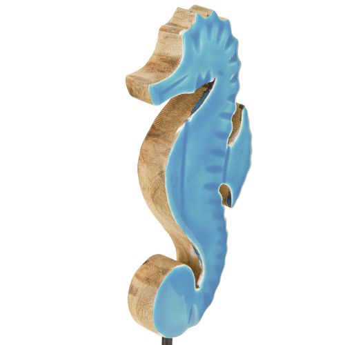 Floristik24 Seepferdchen Deko Holz Blau Natur Maritim H21cm 2St