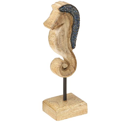 Floristik24 Seepferdchen Deko mit Perlen Mangoholz Deko maritim 20cm