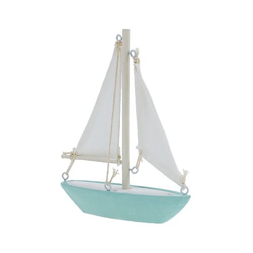 Floristik24 Segelboot zum Stellen 14cm x 15,5cm Blau-Weiß