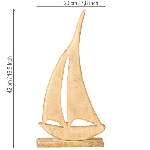 Artikel Segelboot Holz auf Sockel Natur Tischdeko Maritim H42cm