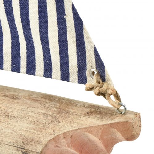 Floristik24 Segelboot Deko Schiff mit blauweißem Segel und Jute H42cm