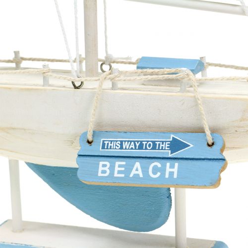 Floristik24 Deko Segelboot aus Holz Blau, Weiß H41,5cm