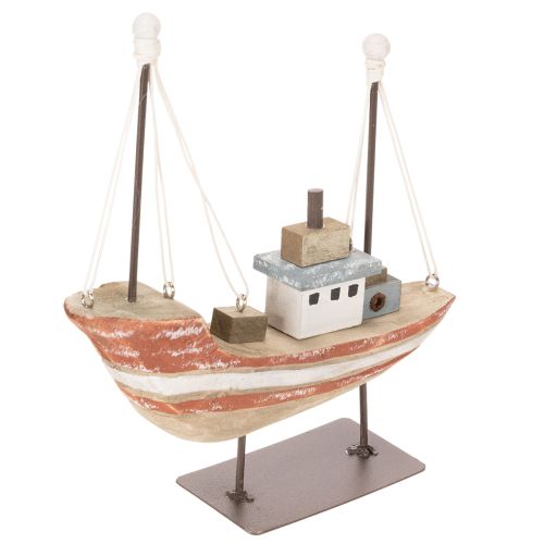 Dekoschiff aus Holz, 20 cm, mehrfarbig, maritimes Design | Floristik24.ch