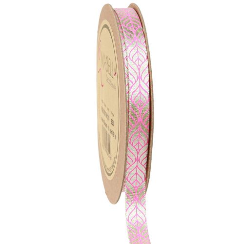 Seidenband Blätter Geschenkband Beige Pink 10mm 20m