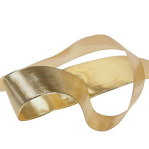 Floristik24 Geschenkband Gold mit Drahtkante 40mm 25m