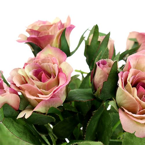 Seidenstoffblumen Rosenstrauß L26cm Altrosa 3St | Floristik24.ch