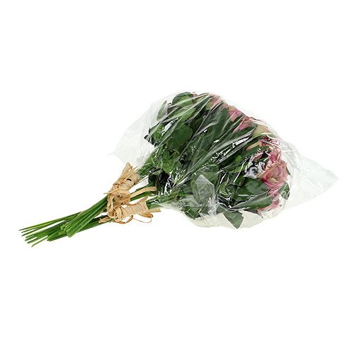 Seidenstoffblumen Rosenstrauß L26cm Altrosa 3St | Floristik24.ch