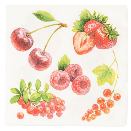 Papierservietten 33 x 33 cm mit Beerenmotiv, 20 Stück | Floristik24.ch