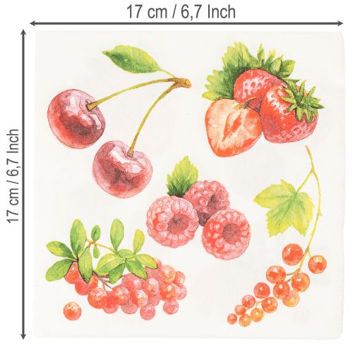 Papierservietten 33 x 33 cm mit Beerenmotiv, 20 Stück | Floristik24.ch
