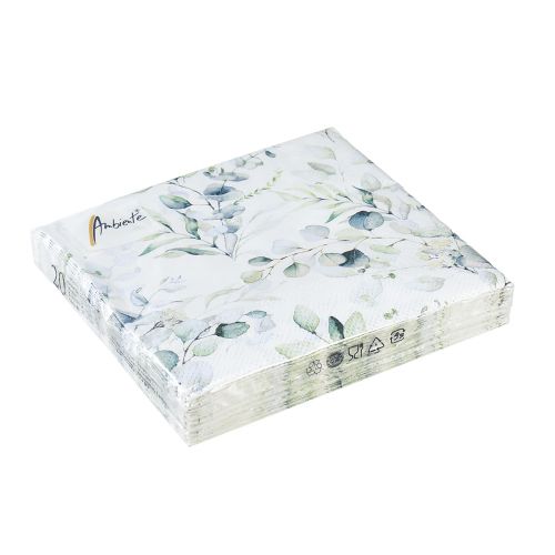Floristik24 Servietten Eukalyptus Deko Tischdeko Weiß 25x25cm 20 St