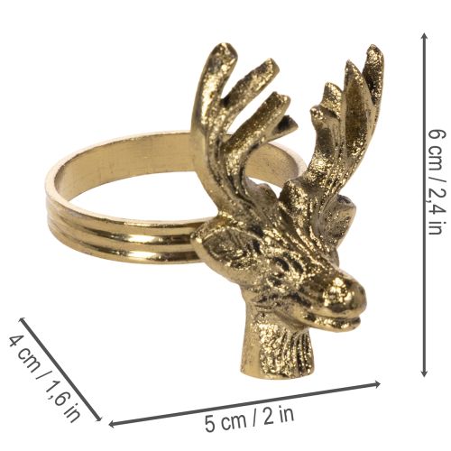 Serviettenring aus Metall, Hirschkopf, Gold-Optik, 6 cm, 4 Stück | Floristik24.ch