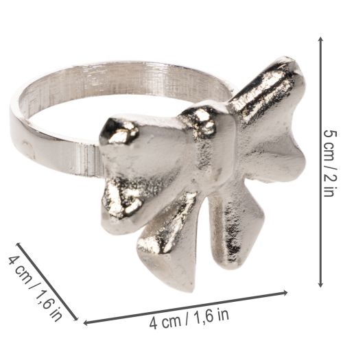Serviettenring Schleifenmotiv Metall glänzend Silber 5cm 4er Set | Floristik24.ch