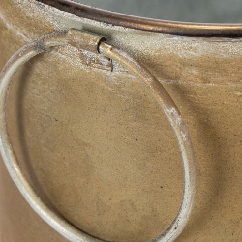 Set Metall Übertopf Wanne Vintage Retro 3 Grössen Kupfer-Weiss für Tisch- und Balkondekoration | Floristik24.ch