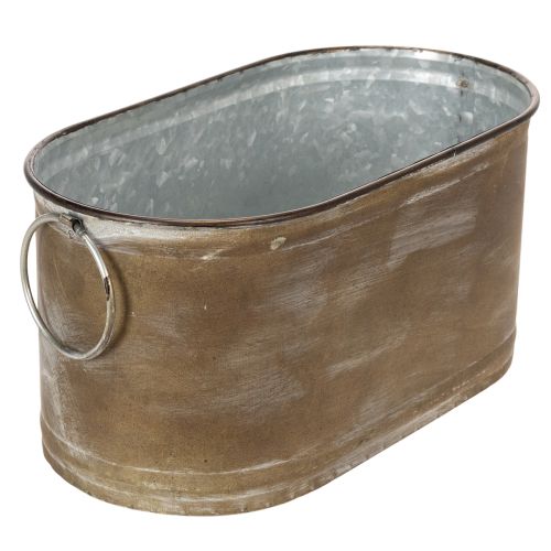Set Metall Übertopf Wanne Vintage Retro 3 Grössen Kupfer-Weiss für Tisch- und Balkondekoration | Floristik24.ch