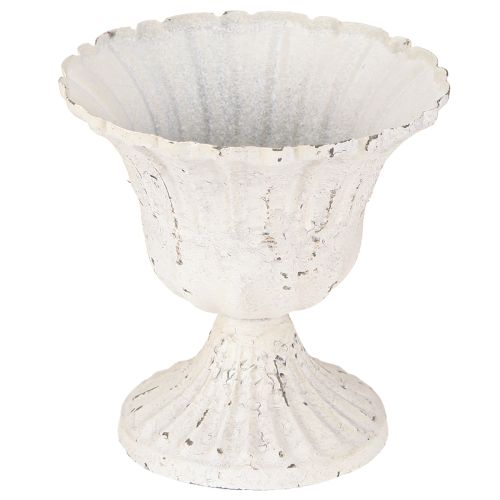 Floristik24 Shabby Chic Deko Metall Pokal Weiß Ø12cm H12cm