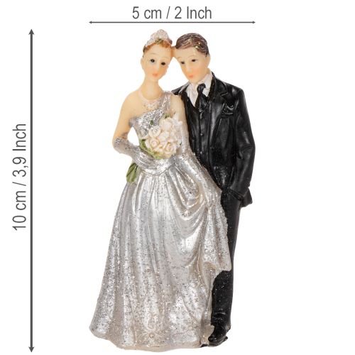 Tortenfigur Silberhochzeitspaar Polyresin 10cm Silber-Weiss | Floristik24.ch