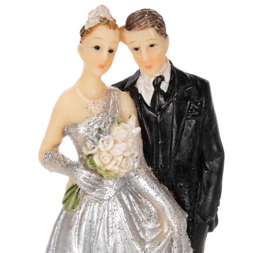 Tortenfigur Silberhochzeitspaar Polyresin 10cm Silber-Weiss | Floristik24.ch