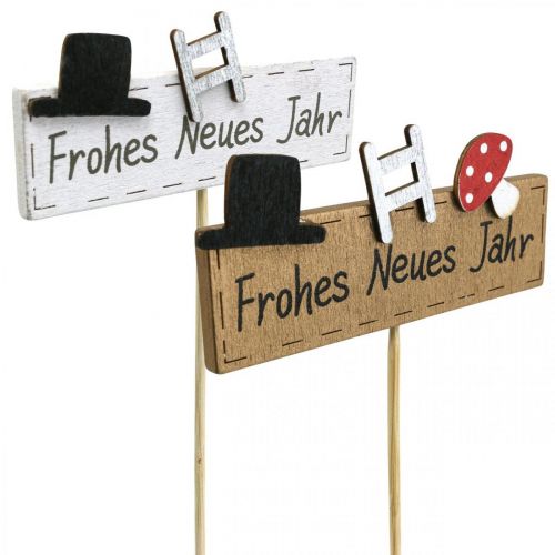 Floristik24 Silvesterdeko Blumenstecker Frohes Neues Jahr 4×7cm 12St