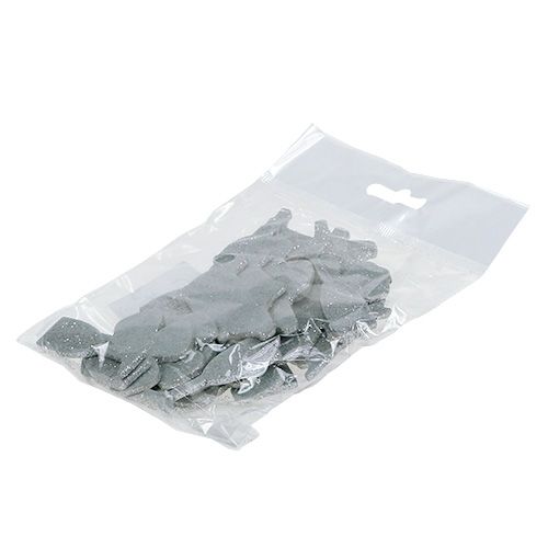 Floristik24 Silvesterdeko Mix Silber mit Glimmer 4cm - 5cm 24 St