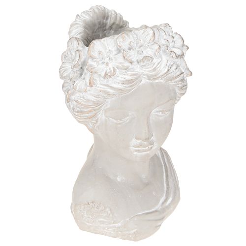 Artikel Skulptur Frauenbüste Steinguss Übertopf Grau Antik 15×14×25cm
