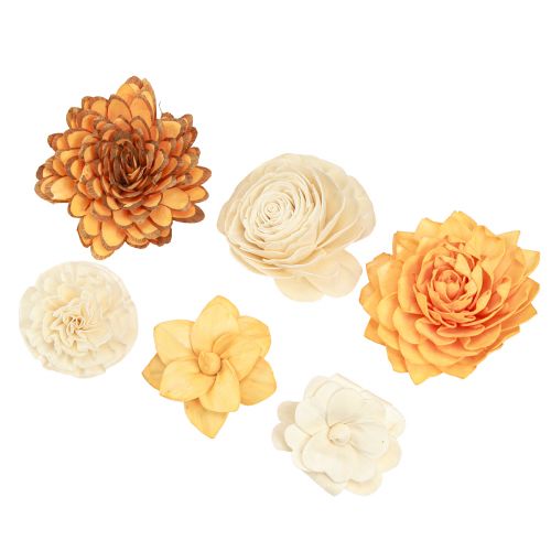Sola Blumen aus Holz Deko Holzblumen Mix Orange 6-11cm 12-15 St