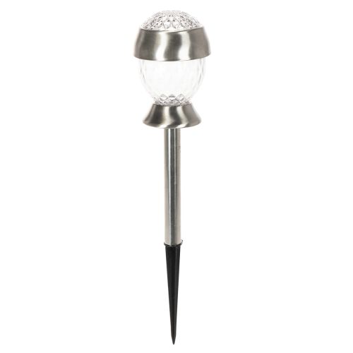 Solar Kugelleuchten mit Erdspiess, Kunststoff, 36cm, Silber, 4er Set