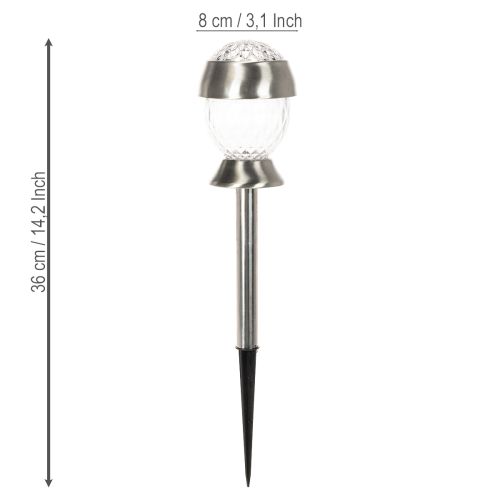 Solar Kugelleuchten mit Erdspiess, Kunststoff, 36cm, Silber, 4er Set | Floristik24.ch