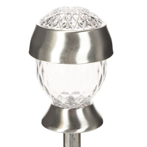 Solar Kugelleuchten mit Erdspiess, Kunststoff, 36cm, Silber, 4er Set | Floristik24.ch