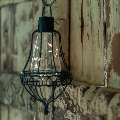 Floristik24 Solar-Lampe zum Hängen, Gartenlaterne Warmweiß Ø11cm H21cm