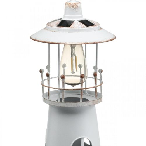 Artikel Leuchtturm mit Beleuchtung, Solarlicht Warmweiß, Maritime Gartendeko H47cm Ø18cm