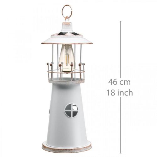 Floristik24 Leuchtturm mit Beleuchtung, Solarlicht Warmweiß, Maritime Gartendeko H47cm Ø18cm