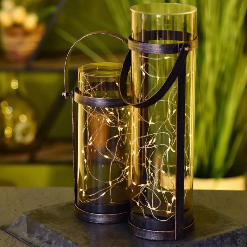 Floristik24 Gartenleuchte, Solarlaterne, Lichtröhre zum Dekorieren LED Warmweiß H35cm