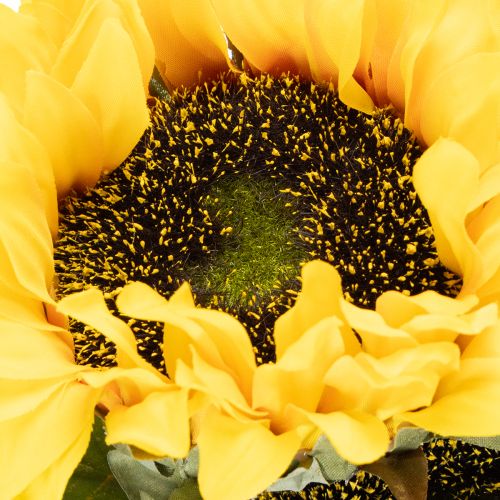 Künstliche Sonnenblumen mit realistischen Blättern und Blüten 58 cm, Set aus 3 Stielen, Gelb-Grün | Floristik24.ch