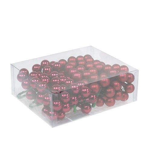 Floristik24 Mini Weihnachtskugel Rot, Pink Glas Spiegelbeeren Ø20mm 140St