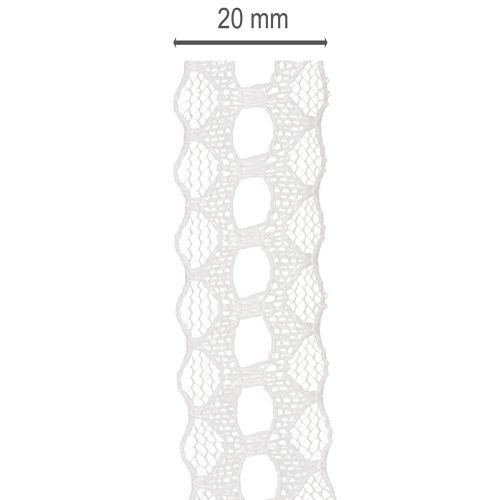 Zierband Baumwolle mit Spitzenbordüre 25 mm x 10 m in Weiss | Floristik24.ch