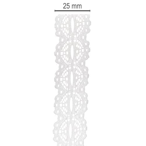 Zierband Baumwolle Spitzenmuster Weiss 10m x 25mm für Zuhause und Dekoration | Floristik24.ch
