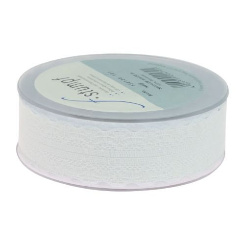Floristik24 Spitzenband Geschenkband Weiß Dekoband Spitze 28mm 20m