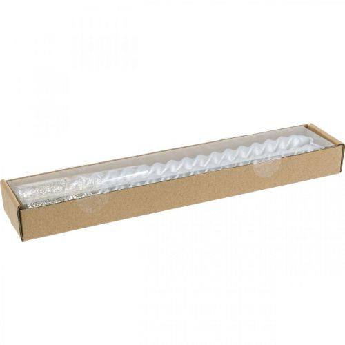 Floristik24 Spitzkerzen Gedrehte Kerzen Spiralkerzen Silber 24cm 2St