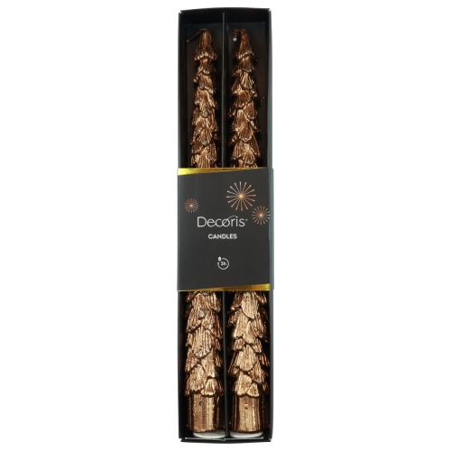 Floristik24 Spitzkerzen Braun Metallic Kerzen Weihnachtskerzen 25cm 2St