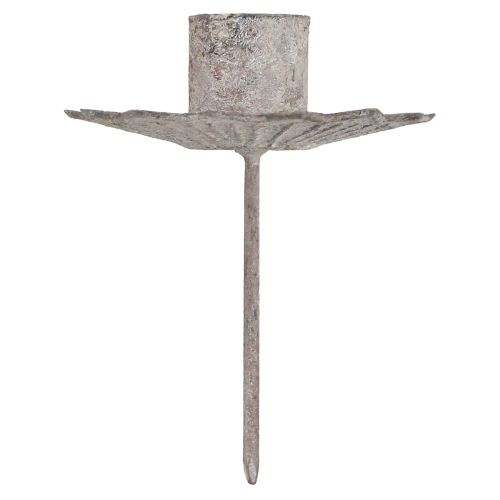 Floristik24 Spitzkerzenhalter zum Stecken Antik Grau 7×8,5cm 4 St