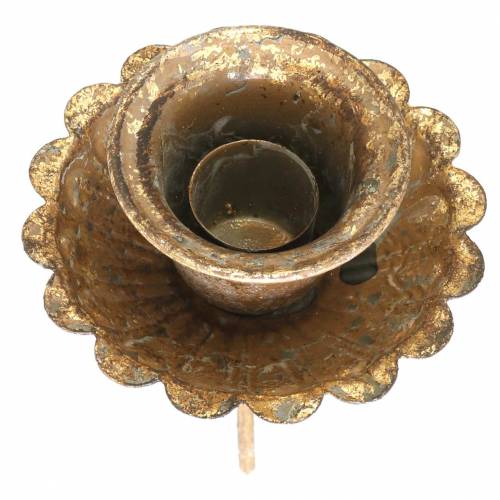 Floristik24 Spitzkerzenhalter zum Stecken Antik-Stil Golden Ø8,5cm 4St