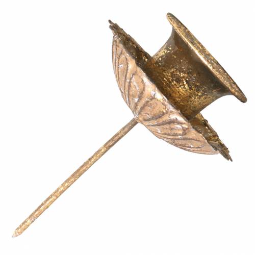Floristik24 Spitzkerzenhalter zum Stecken Antik-Stil Golden Ø8,5cm 4St