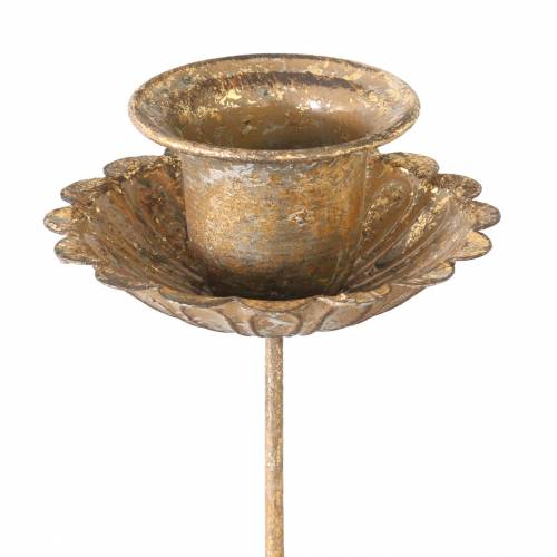 Floristik24 Spitzkerzenhalter zum Stecken Antik-Stil Golden Ø8,5cm 4St