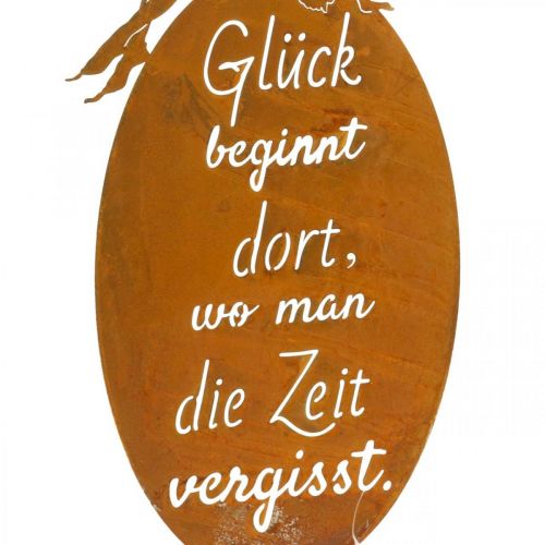 Floristik24 Metallschild Schmetterlingselfe, Schild zum Hängen, Dekohänger “Glück”, Metalldeko Edelrost 40×19cm