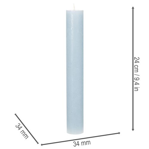 Stabkerzen aus Wachs hellblau 34x240mm 4er-Set für Innenbereiche | Floristik24.ch