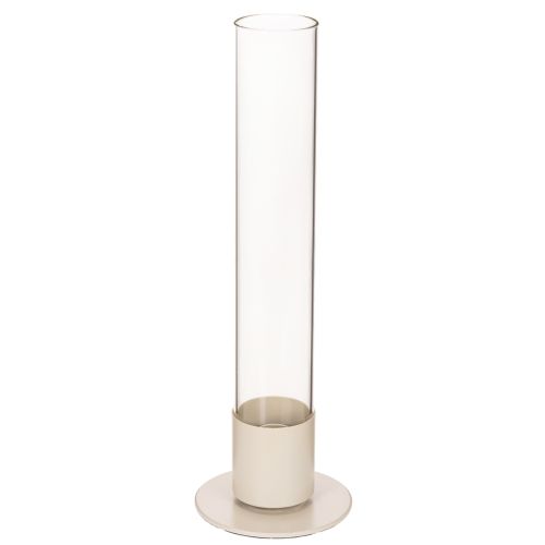 Stabkerzenhalter aus Metall mit Glaszylinder und Sockel 31 cm Taupe online kaufen | Floristik24.ch