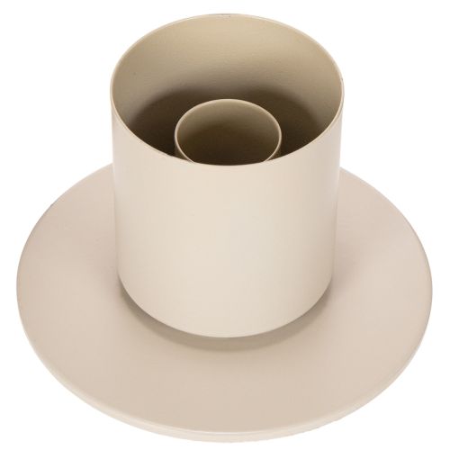 Stabkerzenhalter aus Metall mit Glaszylinder und Sockel 31 cm Taupe | Floristik24.ch